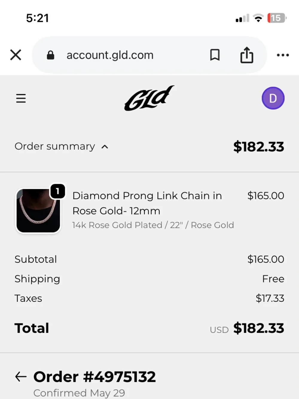 GLD Cuban link Diamond Chain